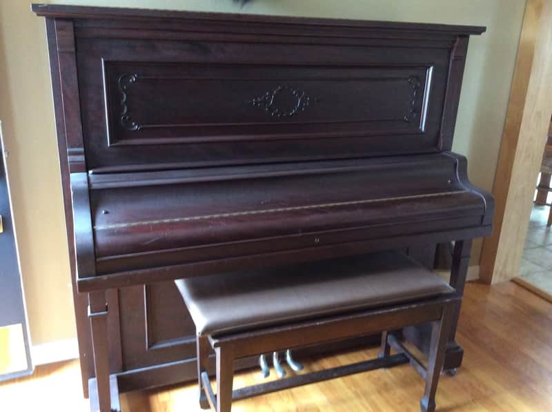 Shaw Upright Piano 1900 Antique Walnut ivory keys beautiful image 1