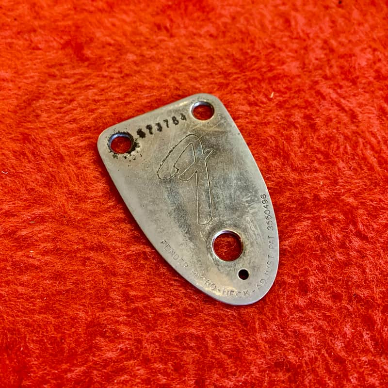 Fender Stratocaster neck plate 1975 Chrome original vintage USA strat telecaster thinline custom deluxe tele image 1
