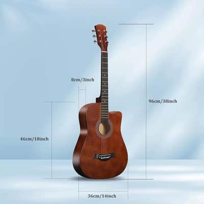 38inch Wood Acoustic Guitar for Adults, 6 Steel-String Acoustic Guitar With Guitar Bag  Guitar for Beginners. image 2