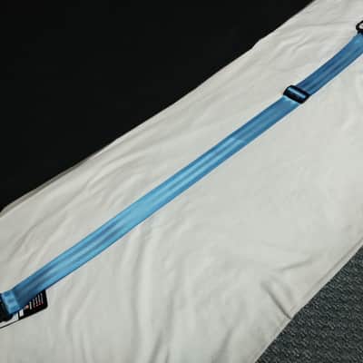 PERRI'S 2" Sky Blue Seatbelt Webbing Guitar Strap With Genuine Leather Ends NEW - Seat Belt image 2