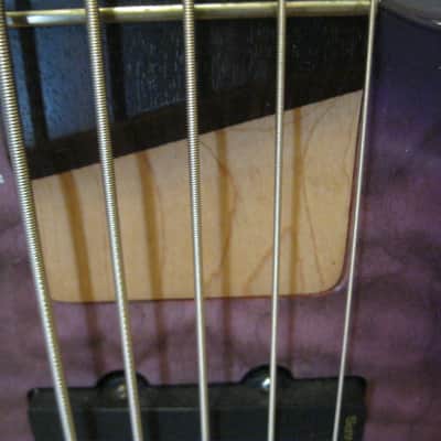 JK. Lado Hawk 5 String Jazz Bass 2003 Purple Quilt image 5