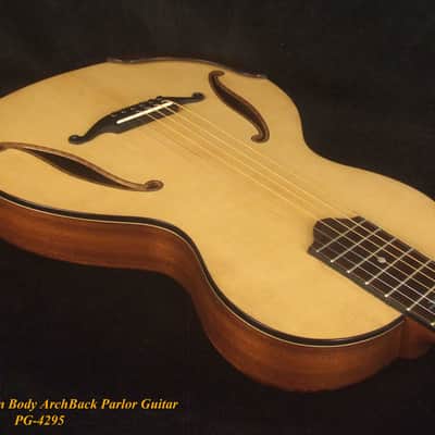 Handcrafted ArchBack Parlor Guitar Thin Body Solid Acacia, Spruce, MOP Inlay, Soft-bag, Bruce Wei PG-4295 image 4