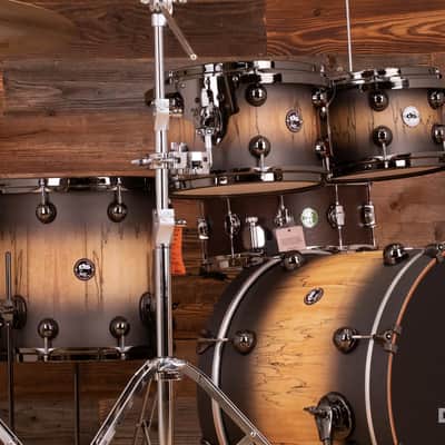 DS REBEL CUSTOM SHOP 5 PIECE DRUM KIT, ALL MAPLE SHELL, BLACK TO NATURAL FADE OVER EXOTIC FOSSIL BEECH image 5