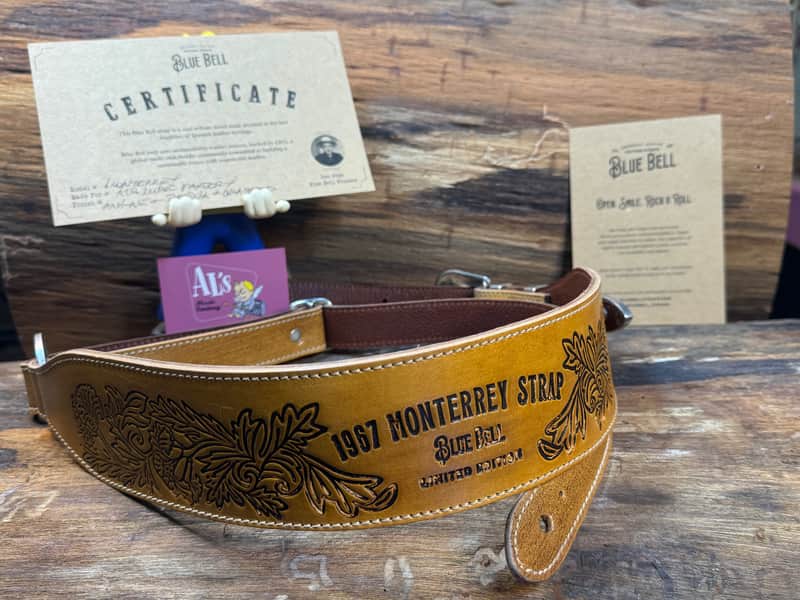 Blue Bell Straps  MONTEREY Artisan Custom for Al’s Music Factory  Aniline Patina Washed Silver Hardware image 1
