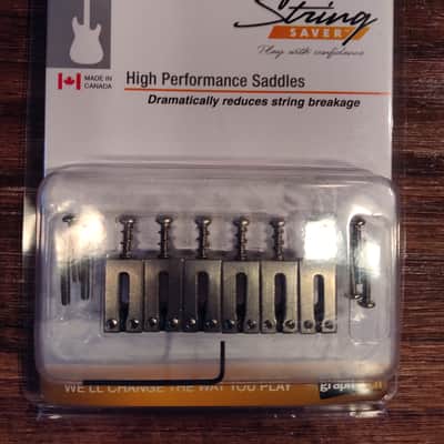 Graph Tech PG-8000-F0 String Saver Classics Vintage Strat & Tele-Style Saddle Set (2 3/16-inch String Spacing) - Stainless Steel image 1