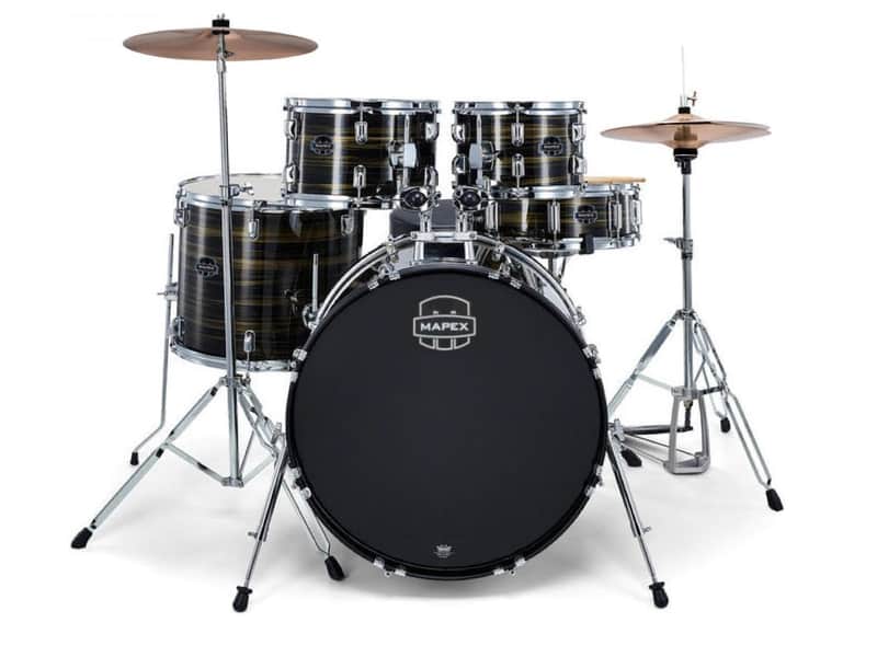 MAPEX IT CM5844FTCFJ COMET JUNIOR 5 PEZZI EBONY YELLOW GRAIN CON HARDWARE E PIATTI image 1