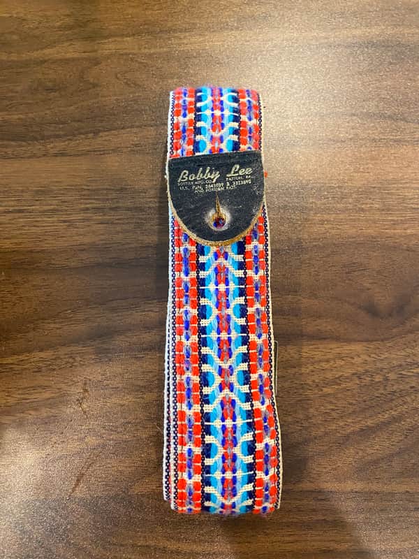 Vintage 1970s Bobby Lee Guitar Strap Southwestern Red/White/Blue Ace Style image 1
