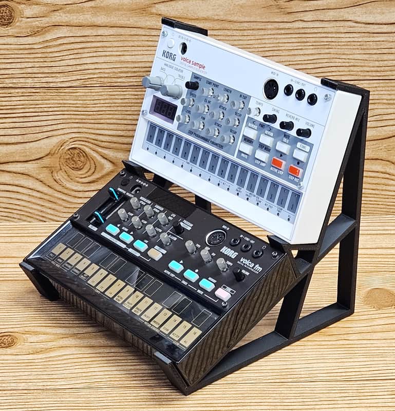 The Analog Source 2 Tier Black Desktop Stand for Korg Volca Beats Bass FM Keys Nubass Loop Mix Sample Synthesizer Mixer Drum Rhythm Machine Sampler image 1
