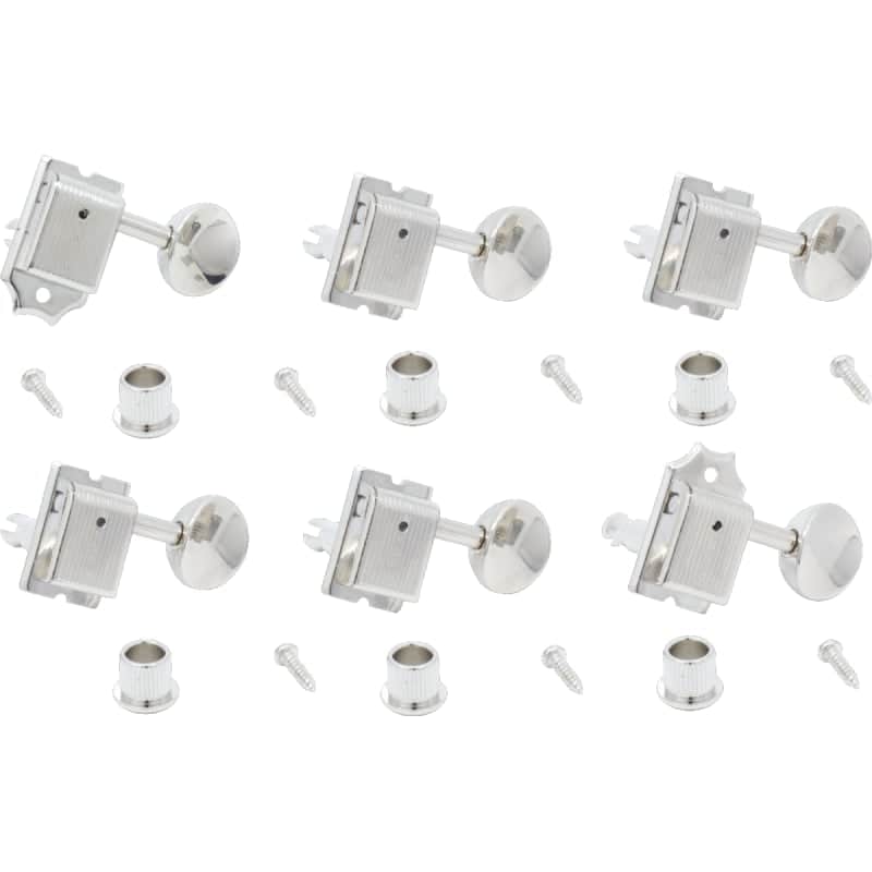 Kluson Tuners - Deluxe Series, 6 in line, Metal oval knobs, Color: Nickel image 1