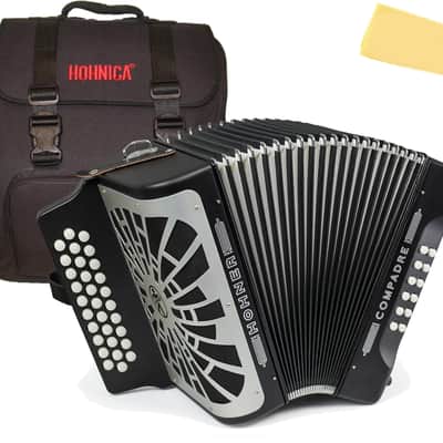 Hohner Compadre FBbEb 3-Row Diatonic Accordion - Black w/ Gig Bag image 1