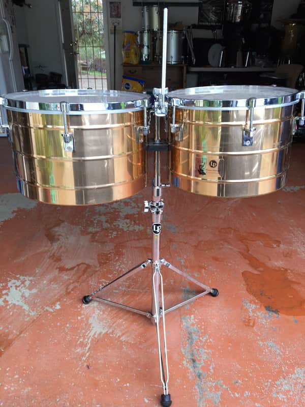 Latin Percussion LP258-BZ Tito Puente Signature 15" / 16" Bronze Thunder Timbales w/ Stand image 1