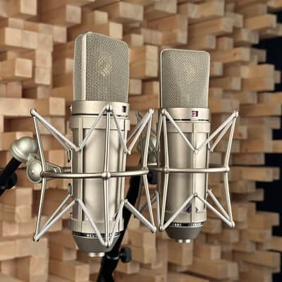 Vintage Neumann U 87 Condenser Microphone Stereo Pair. Close SN. Great Shape U87 1982 Z 48 Shock Mount image 2