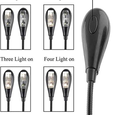 Music Stand Light/Led Book Reading Light/USB and Battery Operated Light/Portable Lights for Piano Travel E-Reader & Bed Headboard-Eye Friendly with Dual Arms image 2