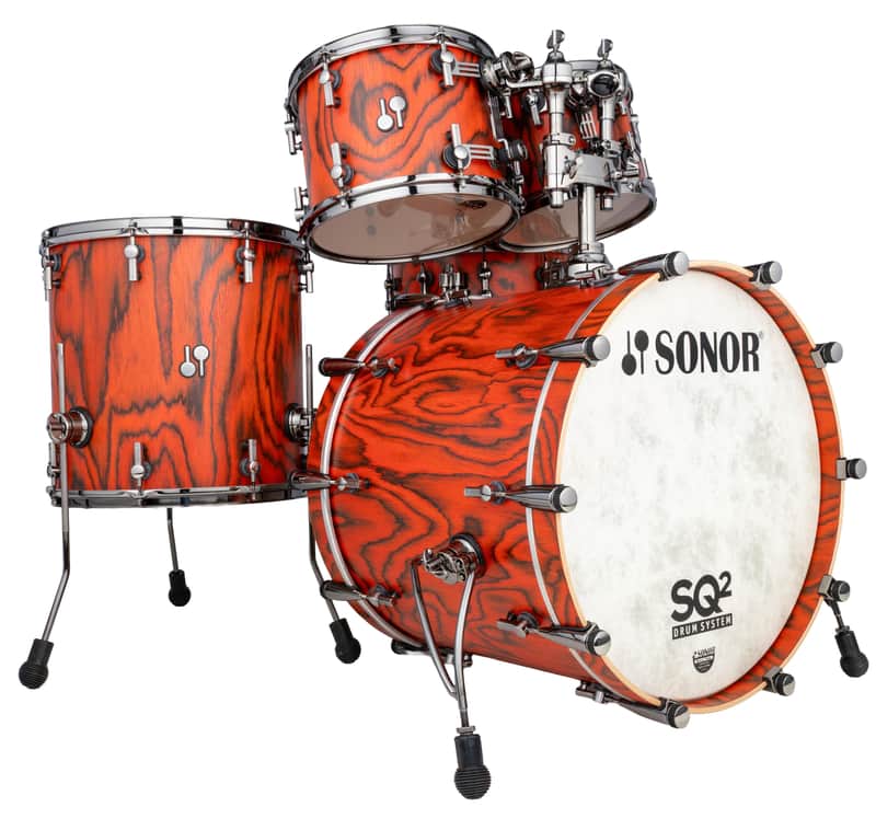 Sonor SQ2 Series Fiery Red Semi Gloss 22_10_12_16 & Matching 14x6.5" Snare | Medium Beech Drums Shell Pack | Black Chrome Hardware | Made in Germany | Authorized Dealer