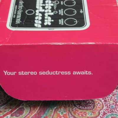 visibly used condition genuine Electro Harmonix EMPTY CARDBOARD BOX +orig Owner's Manual ONLY for EXO Stereo Electric Mistress (NO pedal, NO power supply, NO warranty/registration paperwork) 2010s, OUTER AREAS pink / GRAPHIC black & white, white image 12