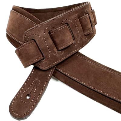 Walker & Williams NL-06-CGN New Cognac Brown "Skinny" 2" Super Soft Full Grain Nubuck Leather Padded Guitar Strap image 4