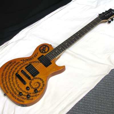 LUNA Apollo Peace electric GUITAR new Satin Mahogany - Etched Design image 1