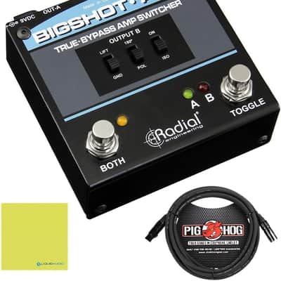Radial Bigshot ABY True Bypass Switcher Bundle with Pig Hog 10ft Microphone Cable and Liquid Audio Instrument Polishing Cloth - ABY Pedal, Amp Switcher Pedal image 1