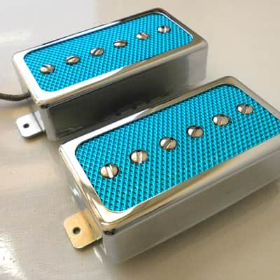 Q pickups Humbucker Sized P90s Set CHROME COVER BLUE FOIL PAF Fits Gibson Epi Greco Ibanez P90 Tone image 2
