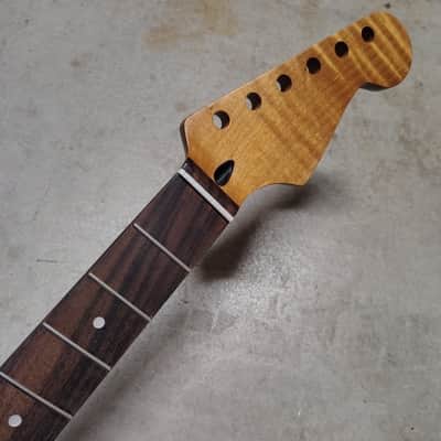 Flame Roasted Maple Strat Neck fits fender Stratocaster body 22 frets image 1