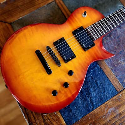 ESP LTD EC-100 QM single-cut Les Paul w/EMGs & hsc 2000s - orange burst image 2