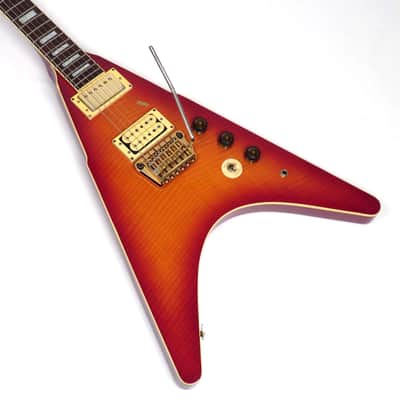1983 Ibanez Rocket Roll RR550 Flying V - Cherry Sunburst Flamed Maple - Original Case & Hang Tag image 10