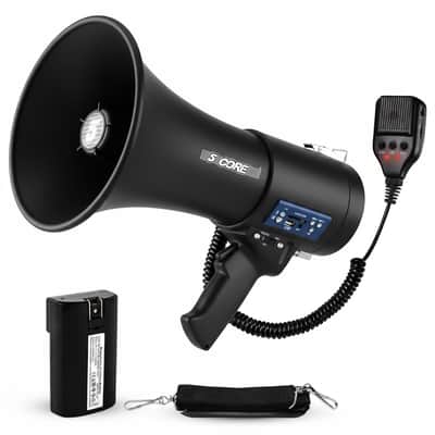 5 Core Megaphone 50W Bluetooth Rechargeable Bullhorn 1100 Yards Loud Siren for Soccer Baseball Coach image 2