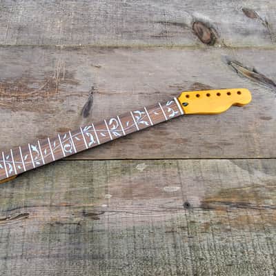 Fatboy tree of life Canadian Maple on rosewood T guitar neck stainless steel frets bone nut image 8