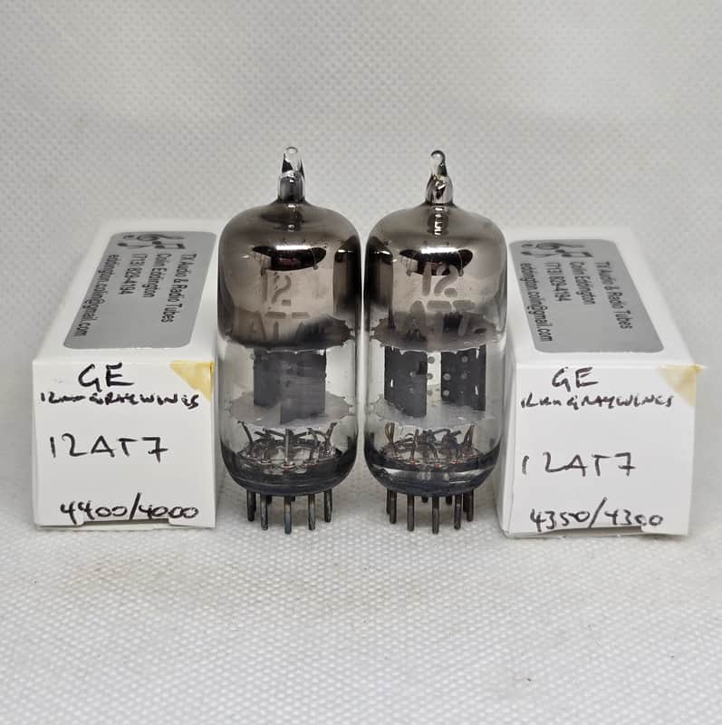 GE 12AT7 Gray Plate Well Matched (9.0%) Pair NOS ECC81 image 1