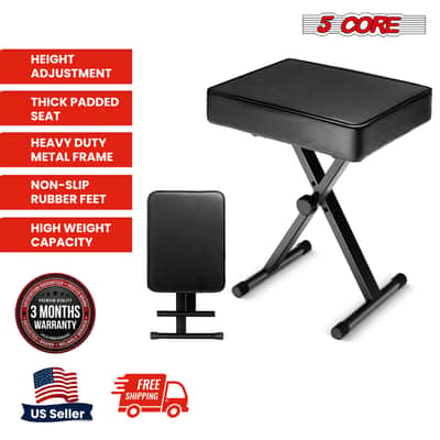 5 Core Keyboard Bench 3 Inch Padded Piano Stool Adjustable 20.5" Guitar Seat Heavy Duty Portable image 2
