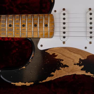 Fender Custom Shop Limited Edition '54 Super Heavy Relic Stratocaster Electric Guitar, Maple Fingerboard, Wide Fade 2-Color Sunburst image 7