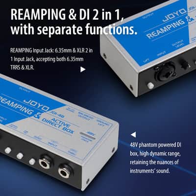 JOYO Reamping & Active DI Box for Guitar/Bass JDI-48 | 48V Phantom Powered, 6.35mm TRS/XLR Inputs, Low-cut Filter, Phase Reverse, Ground Lift, -15dB Pad, Home Studio Recording image 3