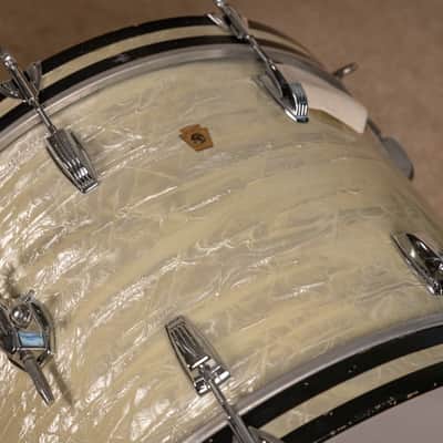 1960s Ludwig Rock Duo White Marine Pearl Drum Set image 11