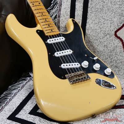 Fender Custom Shop Limited Edition 70th Anniversary 1954 Hardtail Stratocaster Journeyman Relic Nocaster Blonde with Black Pickguard 7.20 LBS image 8