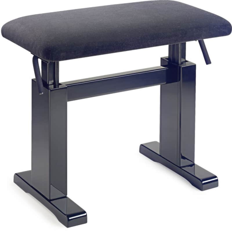 Stagg Black Hydraulic Piano Bench w/ Fireproof Black Velvet Top image 1