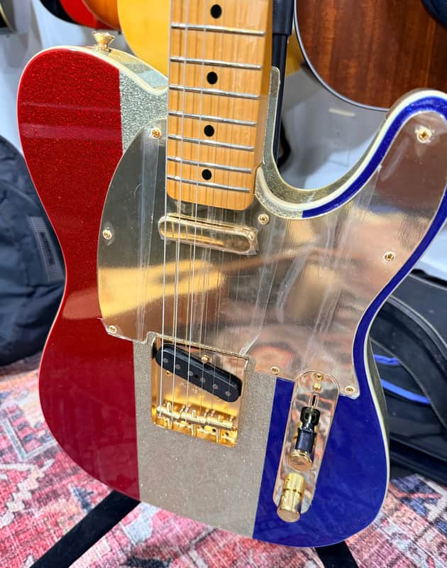 Fender Buck Owens Signature Telecaster 2024 - Present - Red, Silver, and Blue Sparkle