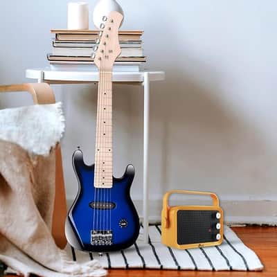 30 Inches Real Kids Electric Guitar with Beginner Kit, Right Handed, Blueburst image 3
