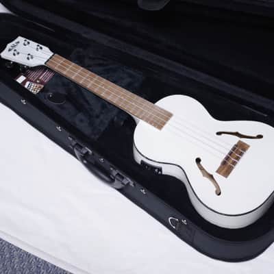 KALA Jazz Tenor Metallic White archtop acoustic electric UKULELE new UKE w/ Case image 1