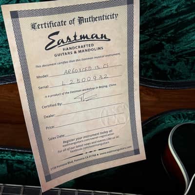 Eastman AR603CED-15-CS - Classic Sunburst - SN# L2500932 image 16