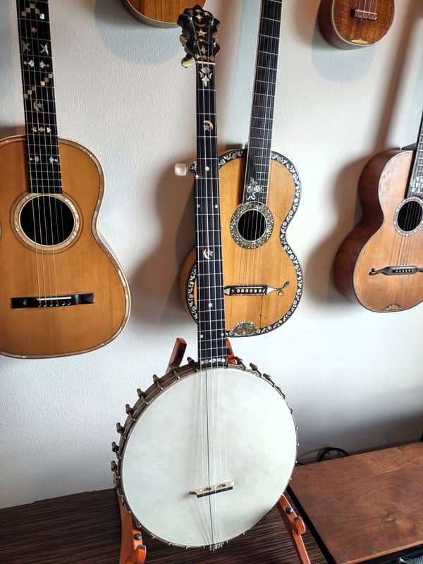 SS Stewart Orchestra Model Carved Scroll 5St Banjo 1890 image 1