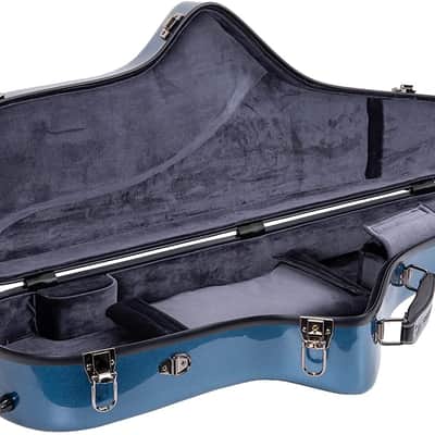 Crossrock  Fiberglass Tenor Saxophone Case with Backpack Strap, Leightweight Flight Case, Blue image 2
