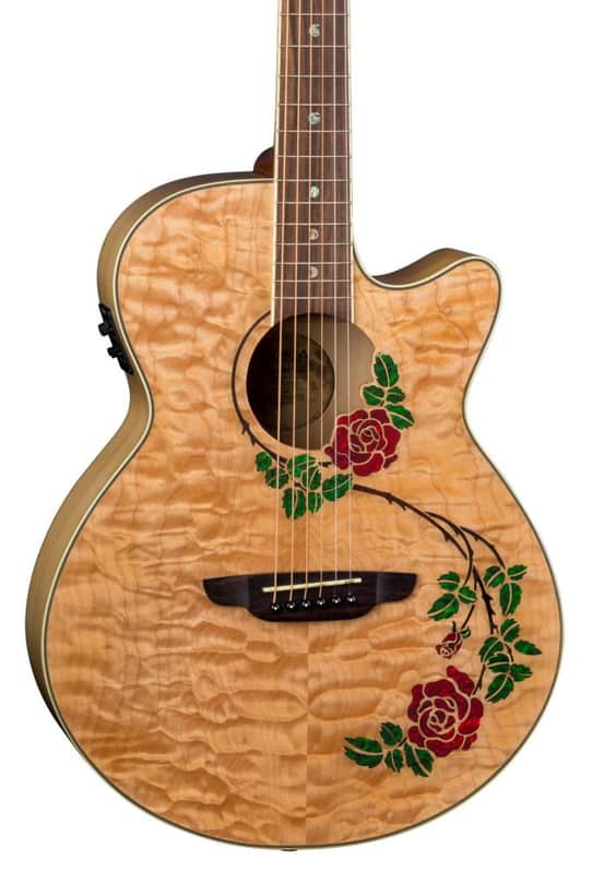 Luna Flora Rose Acoustic-electric Guitar - Gloss Natural Quilted Maple image 1