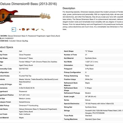 Fender Deluxe Dimension Bass IV 4-string Bass 2014 - Aged Cherry Burst / Rosewood fingerboard image 7