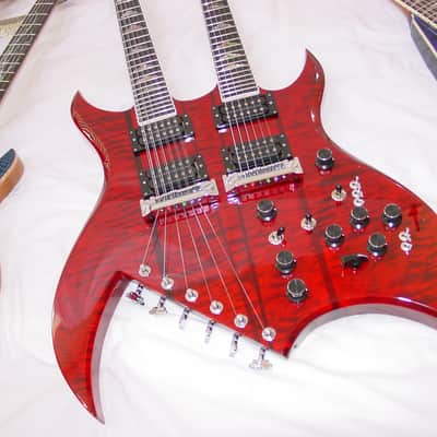 B.C. Rich Custom Shop Handmade Bich Doubleneck Guitar Trans Red image 7