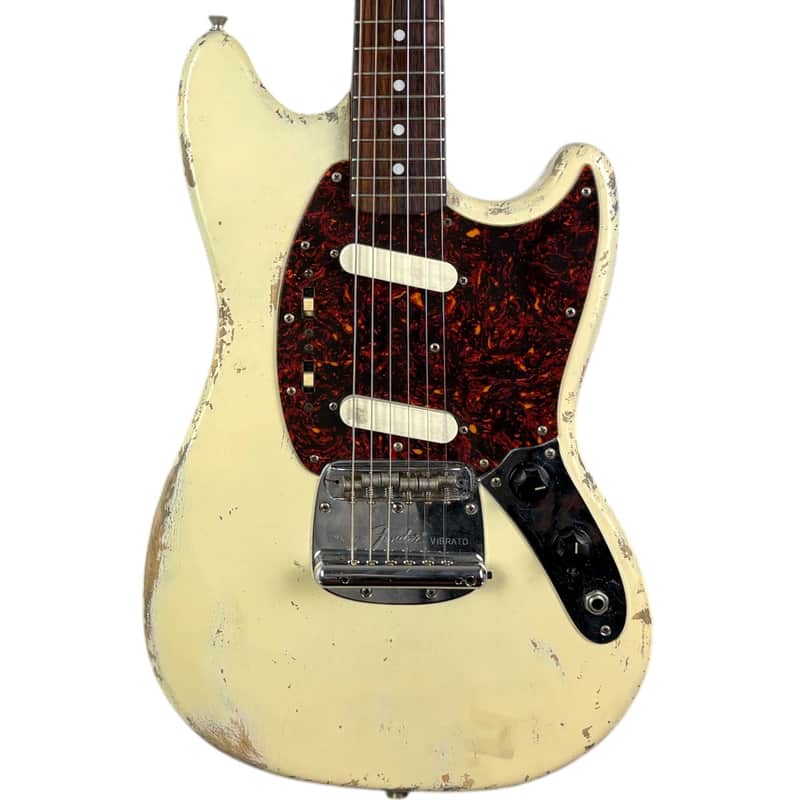 Fender Japan 69 Reissue Mustang 1993-1994 - Heavy Relic Vintage White image 1