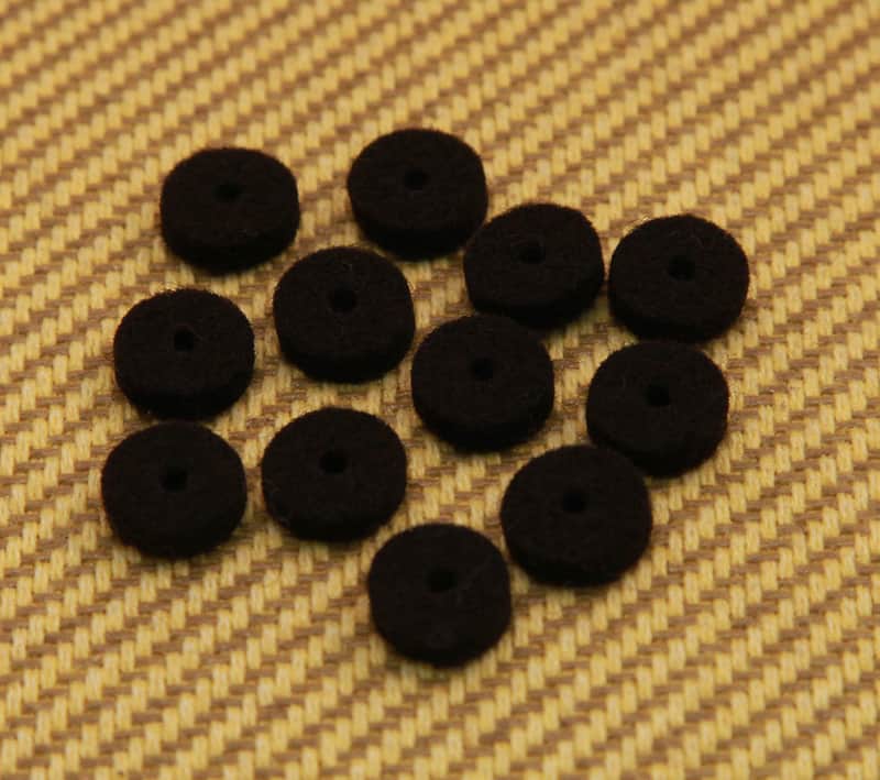 099-4929-000 (12) Black Guitar & Bass Strap Button Felt Washers image 1