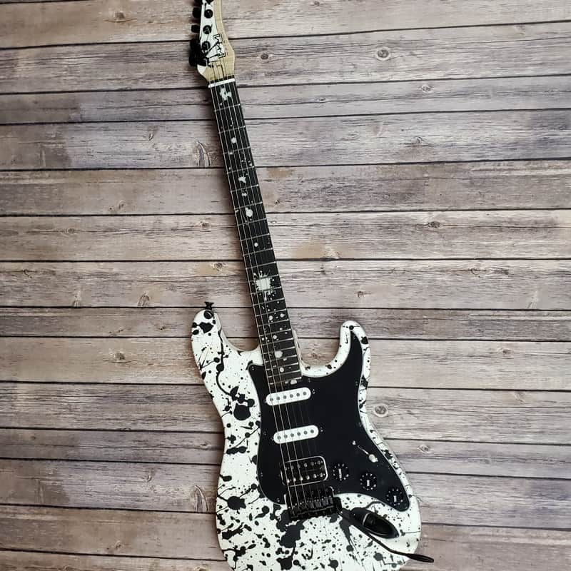 WKM Custom Guitars Splatercaster 2021 White and Black Nitro Lacquer image 1