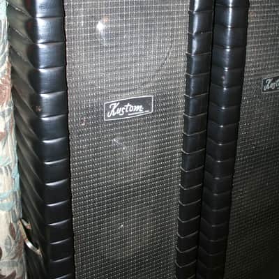 Pair of Kustom Tuck and Roll 302 PA 70's Black Speakers with 2-12" and 3-8" in each nice cabinet image 4