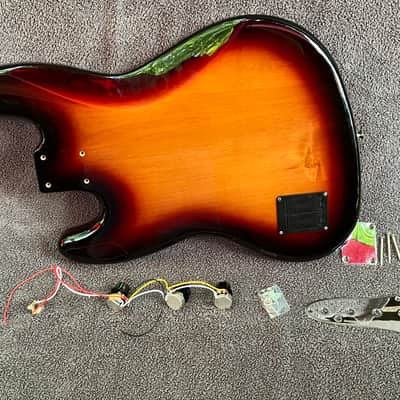 Fender Jazz Bass Body with Noiseless Pickups, Pots, Knobs and Hardware - Sunburst - 2020s image 7