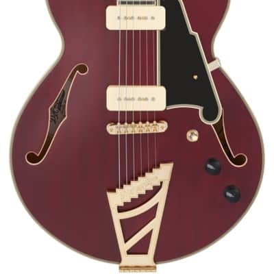 D'Angelico Deluxe Mini Dc Single Cutaway w/ stairstep tailpiece Satin Trans Wine image 1